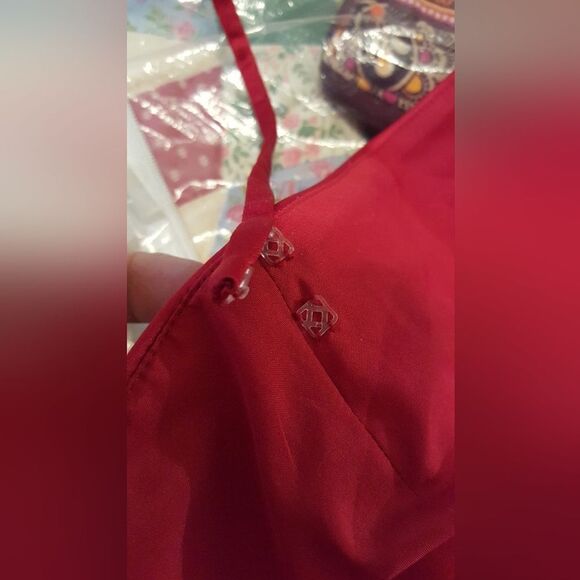 Ginnis Red Satin embroidered bodice bridesmaid gown - Picture 10 of 11